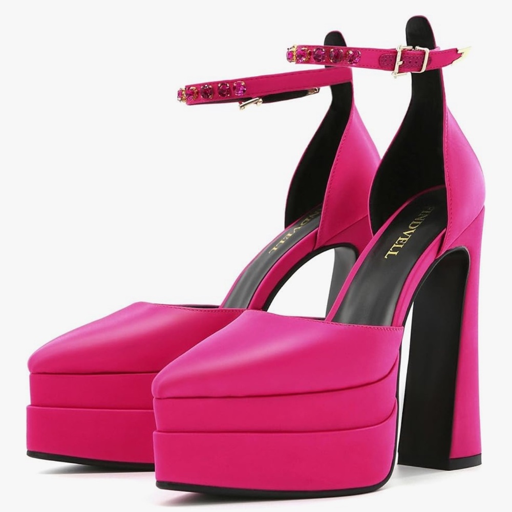 Hot Pink Chunky Platform Heels by [Brand]